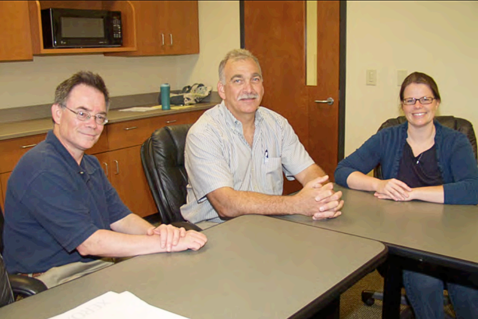 From left: Steven Ricke, director of the UA Center for Food Safety; Jim Borkan, president of Vernon Walden, Inc., and Kristen Gibson, a postdoctoral associate at the Center for Food Safety.